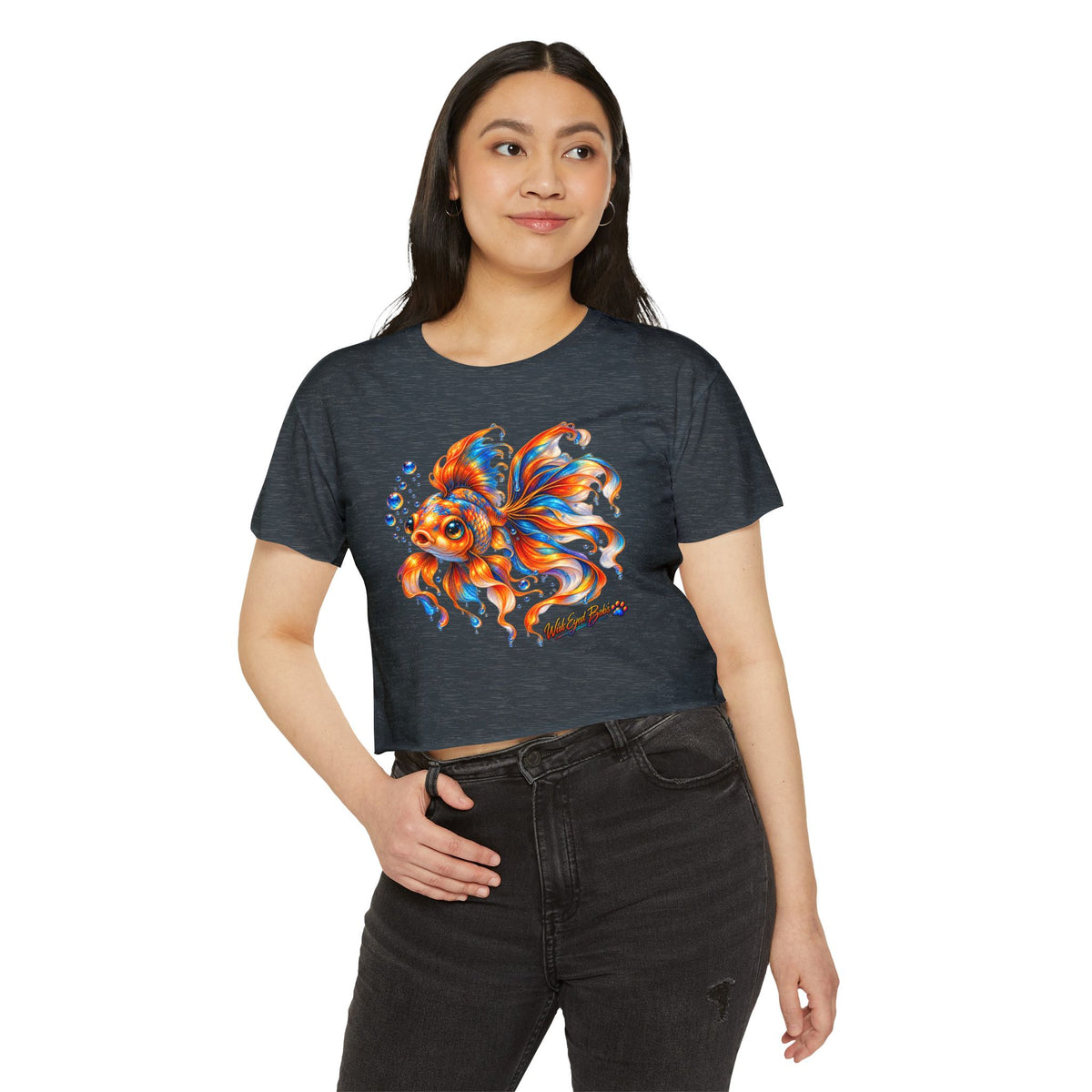 Goldfish Festival Crop Top – Colorful Aquatic Art Women's Crop Tee