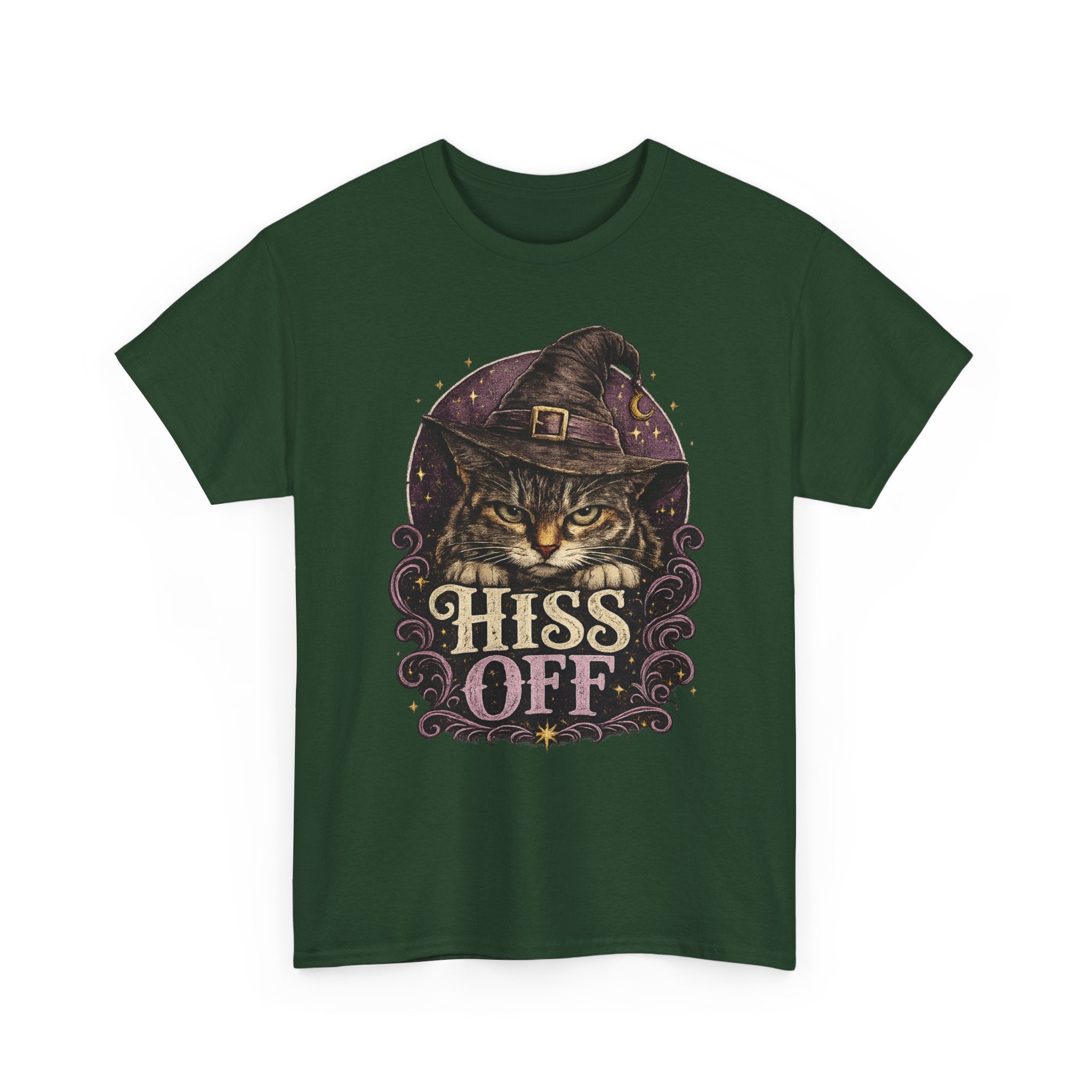 Hiss Off Witch Cat Tee — Halloween Spooky Cat Graphic T-Shirt