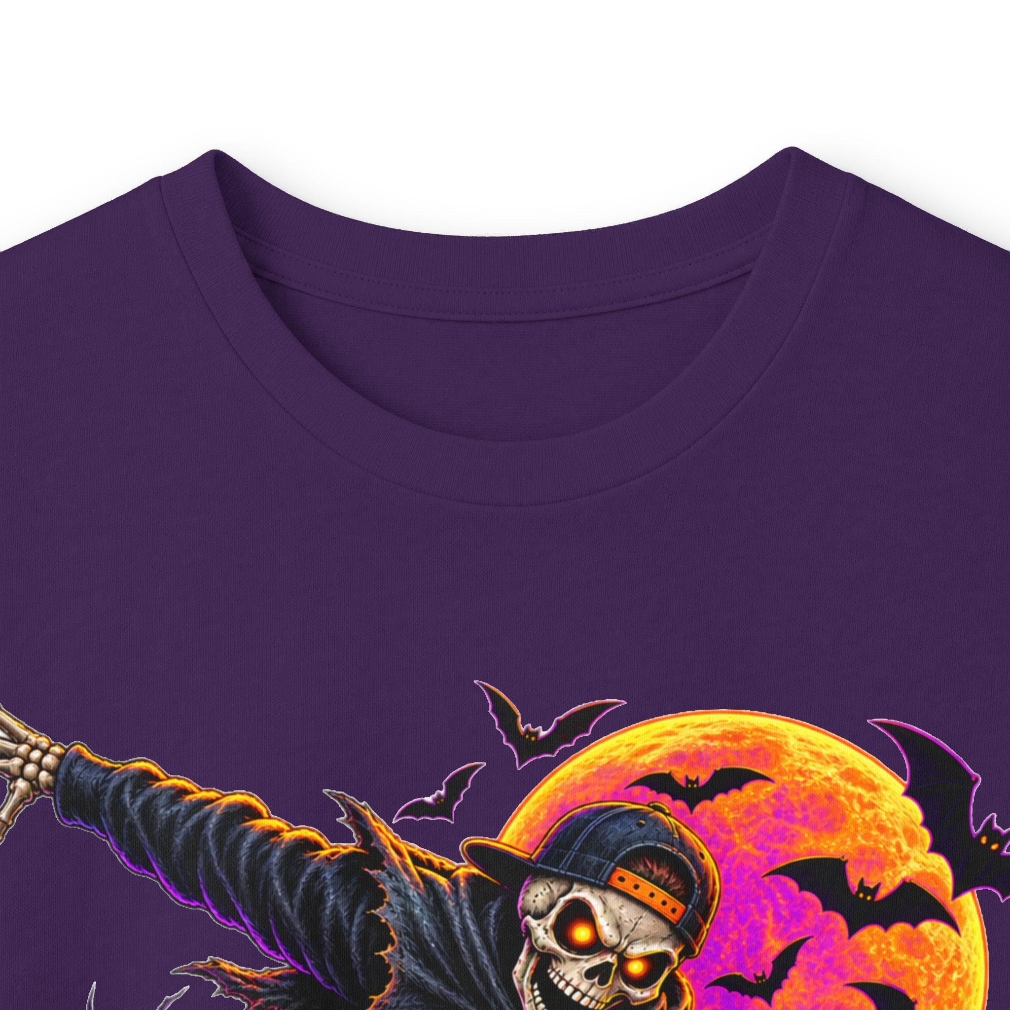 Halloween Skeleton Skateboarder Graphic Long Sleeve Tee