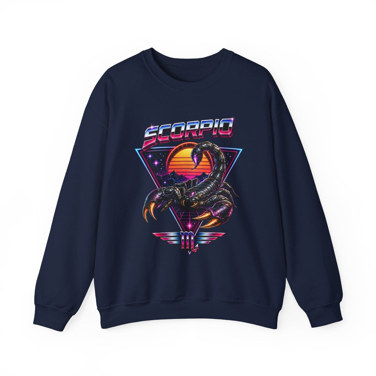 Scorpio Zodiac Crewneck Sweatshirt — Retro Sunset Scorpion Graphic
