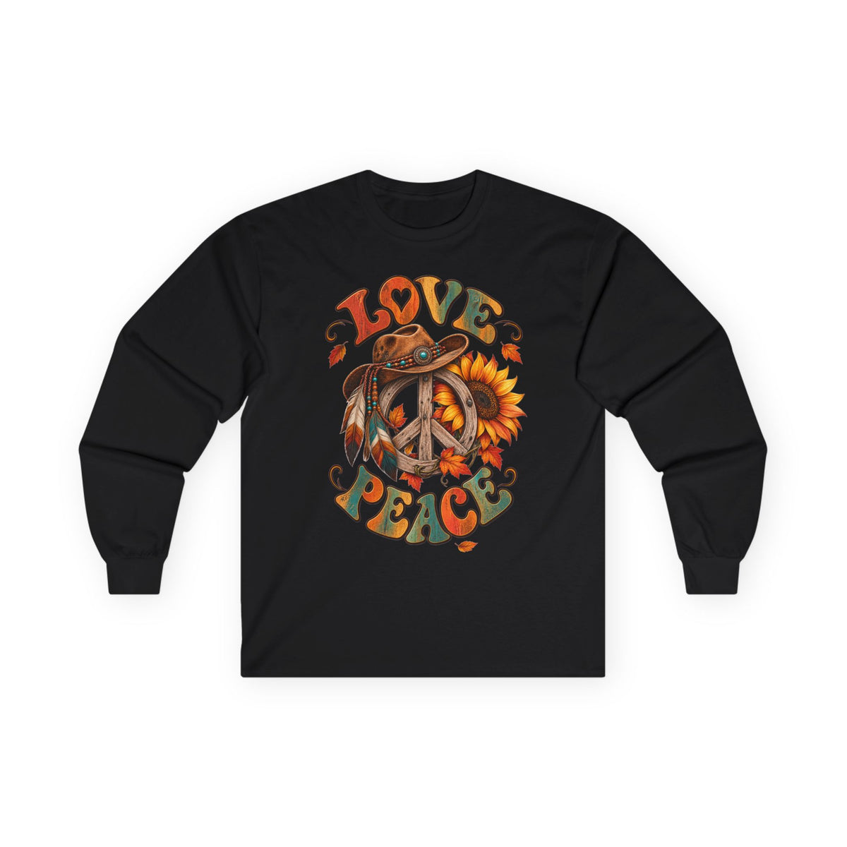 Love & Peace Retro Sunflower Long Sleeve Tee