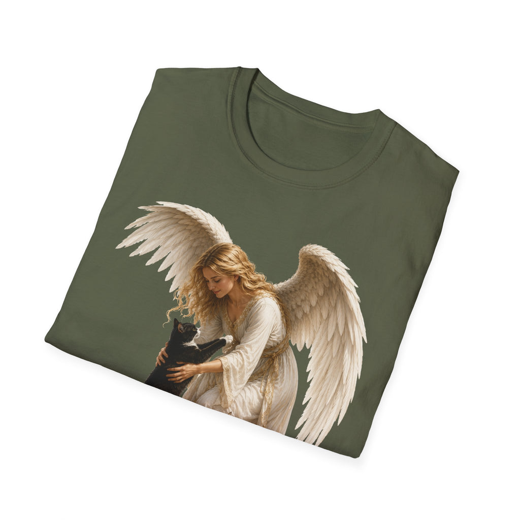 Angel with Cat T-Shirt — Guardian Angel Pet Lover Tee