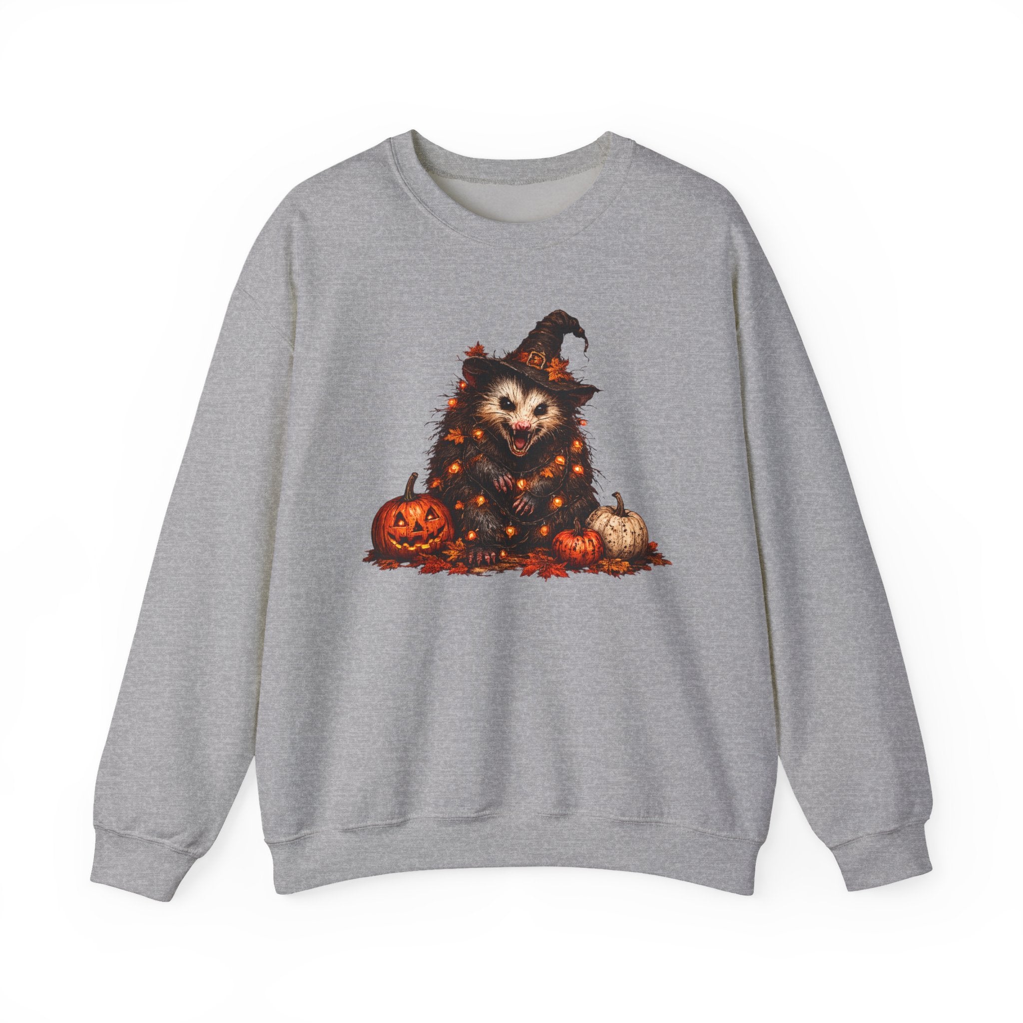 Halloween Possum Witch Sweatshirt — Pumpkin & Spooky Night Crewneck