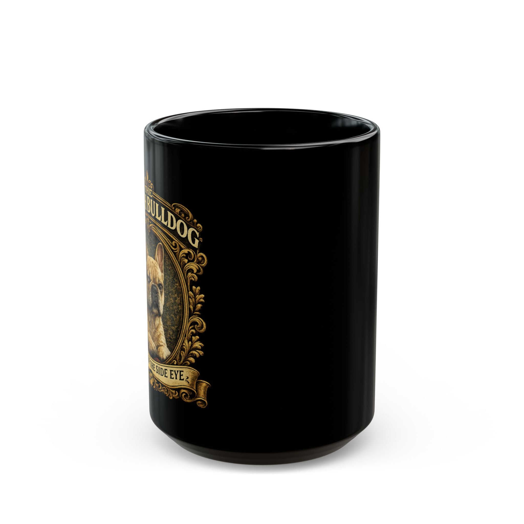 French Bulldog Crest Black Mug (11oz/15oz) – Vintage Dog Lover Coffee Cup