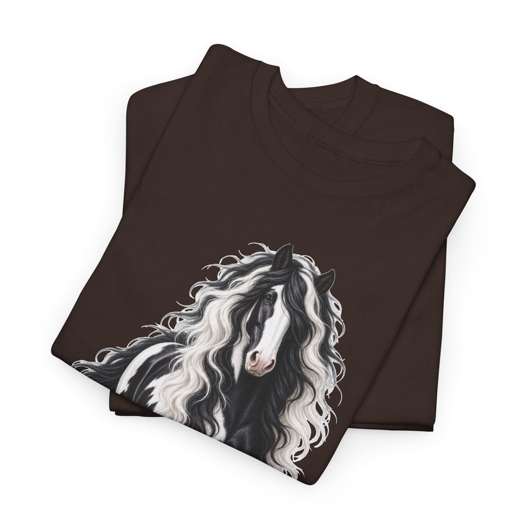 Gypsy Vanner Horse T-Shirt — Artistic Black & White Draft Horse Tee