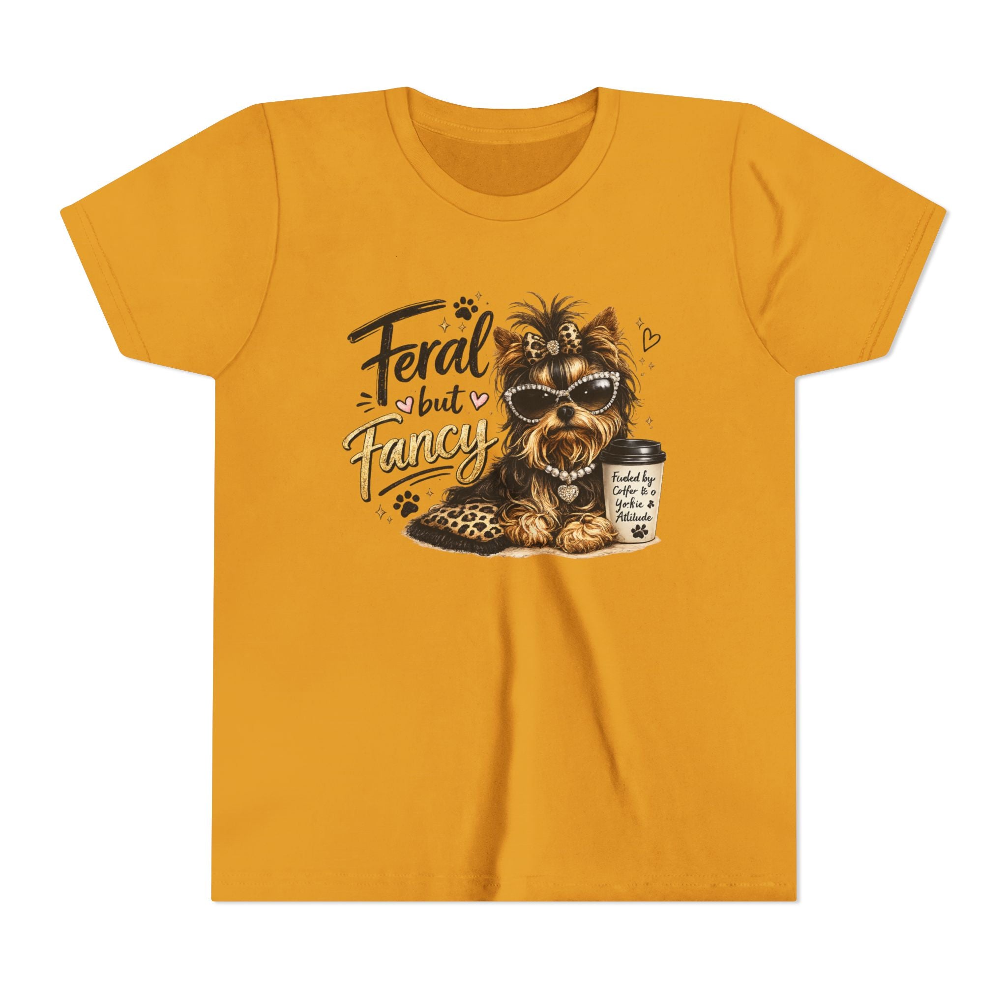 Yorkie youth Tee — "Feral but Fancy" Yorkie Graphic Shirt