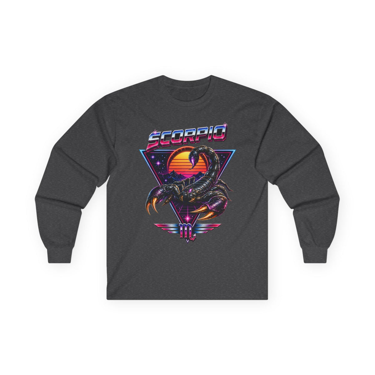 Scorpio Retro Sunset Long Sleeve Tee — Vintage 80s Scorpion Zodiac Shirt