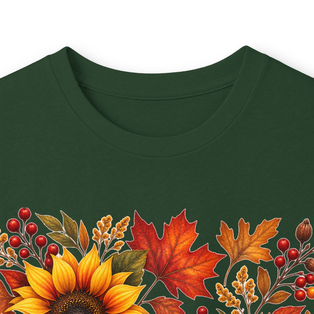 Sunflower & Autumn Leaves Long Sleeve Tee — Fall Floral Graphic Shirt