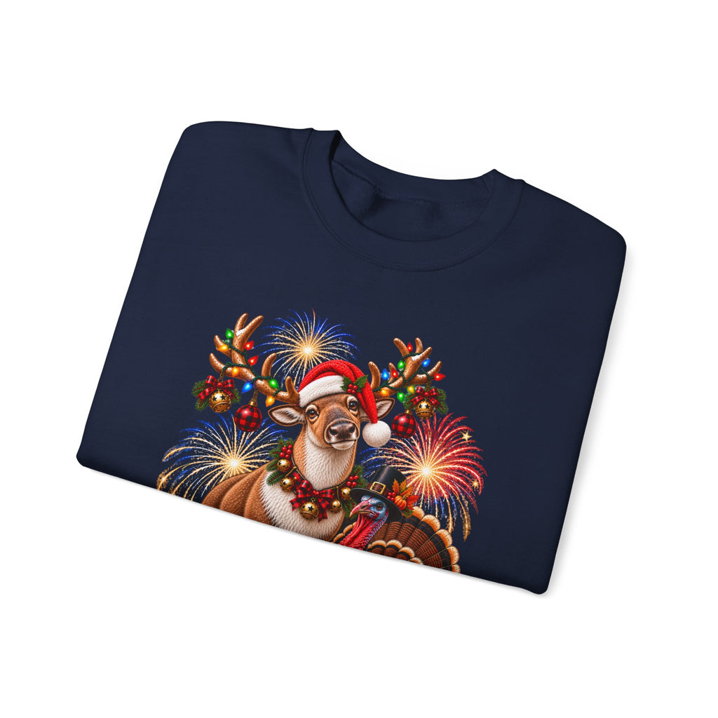 Four Holidays  One Shirt - Halloween Thanksgiving. Christmas and New year