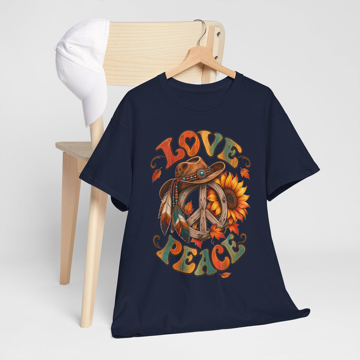 Love & Peace Retro Sunflower Boho Graphic Tee