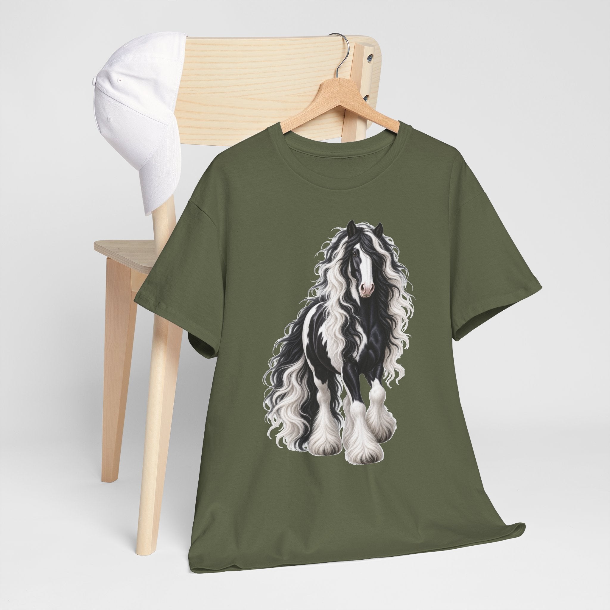 Gypsy Vanner Horse T-Shirt — Artistic Black & White Draft Horse Tee