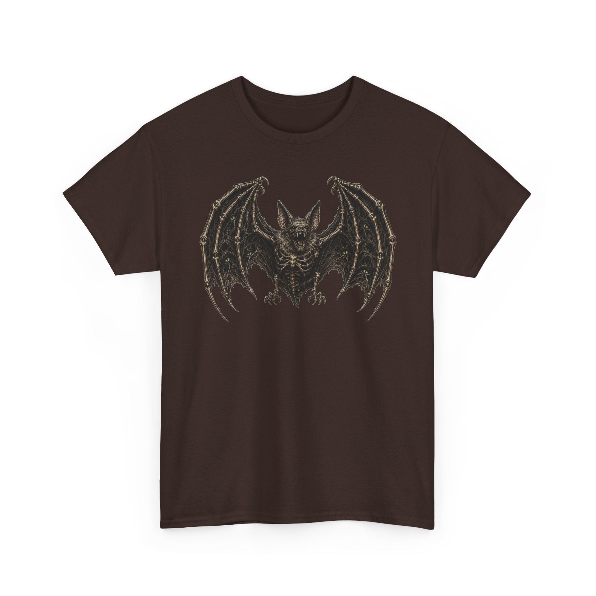 Gothic Bat Graphic Tee — Vintage Winged Skeletal Bat T‑Shirt for Halloween & Gothic Style