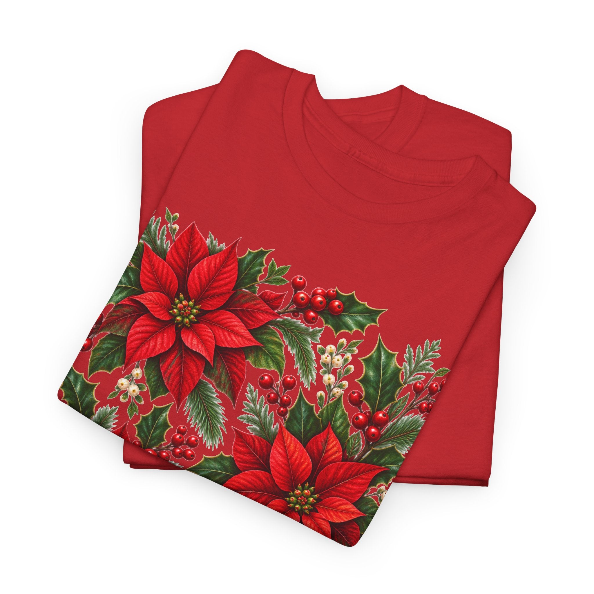 Poinsettia Square Floral Christmas Tee