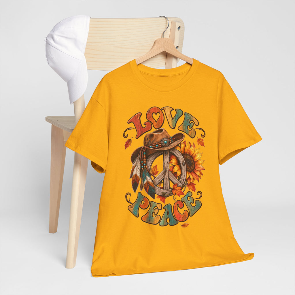 Love & Peace Retro Sunflower Boho Graphic Tee