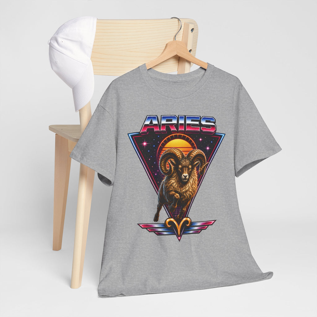 Aries Zodiac Tee — Retro 80s style Ram Astrology T-Shirt