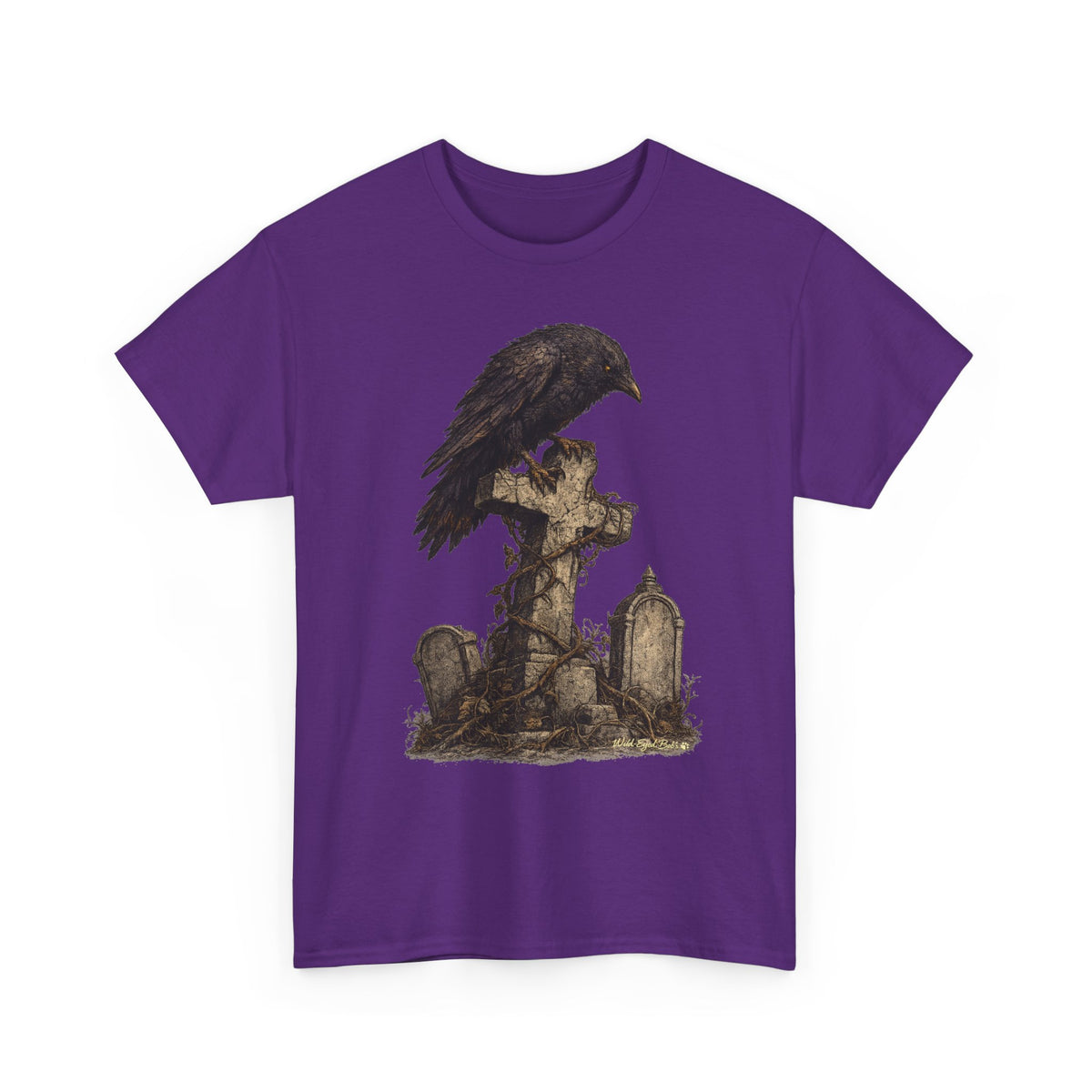 Gothic Raven on Graveyard T-Shirt-Gothic Cemetery