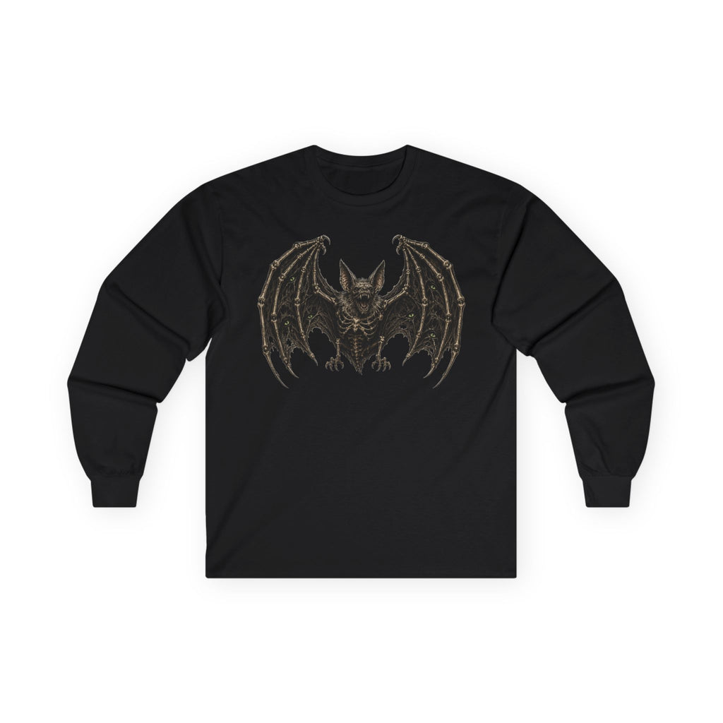 Bat Illustration Long Sleeve Tee — Gothic Bat Graphic Shirt