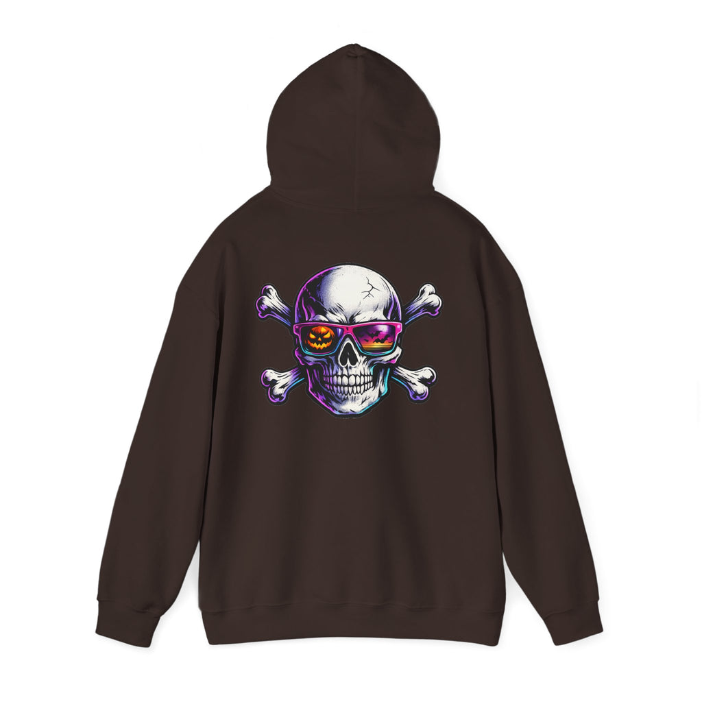 Skull & Crossbones Hoodie — Neon Sunglasses Pirate Skull Pullover