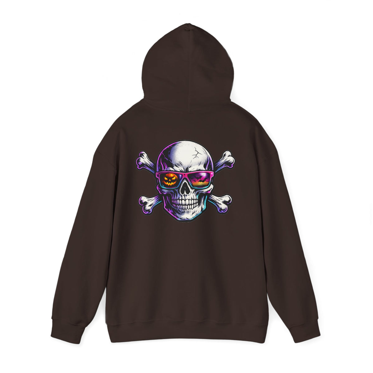 Skull & Crossbones Hoodie — Neon Sunglasses Pirate Skull Pullover