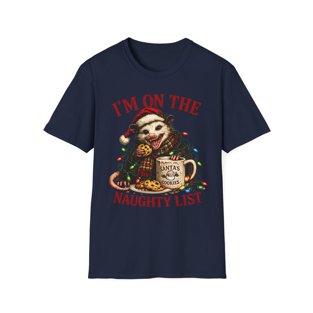I'm On The Naughty List Possum T-Shirt — Funny Holiday Christmas Tee