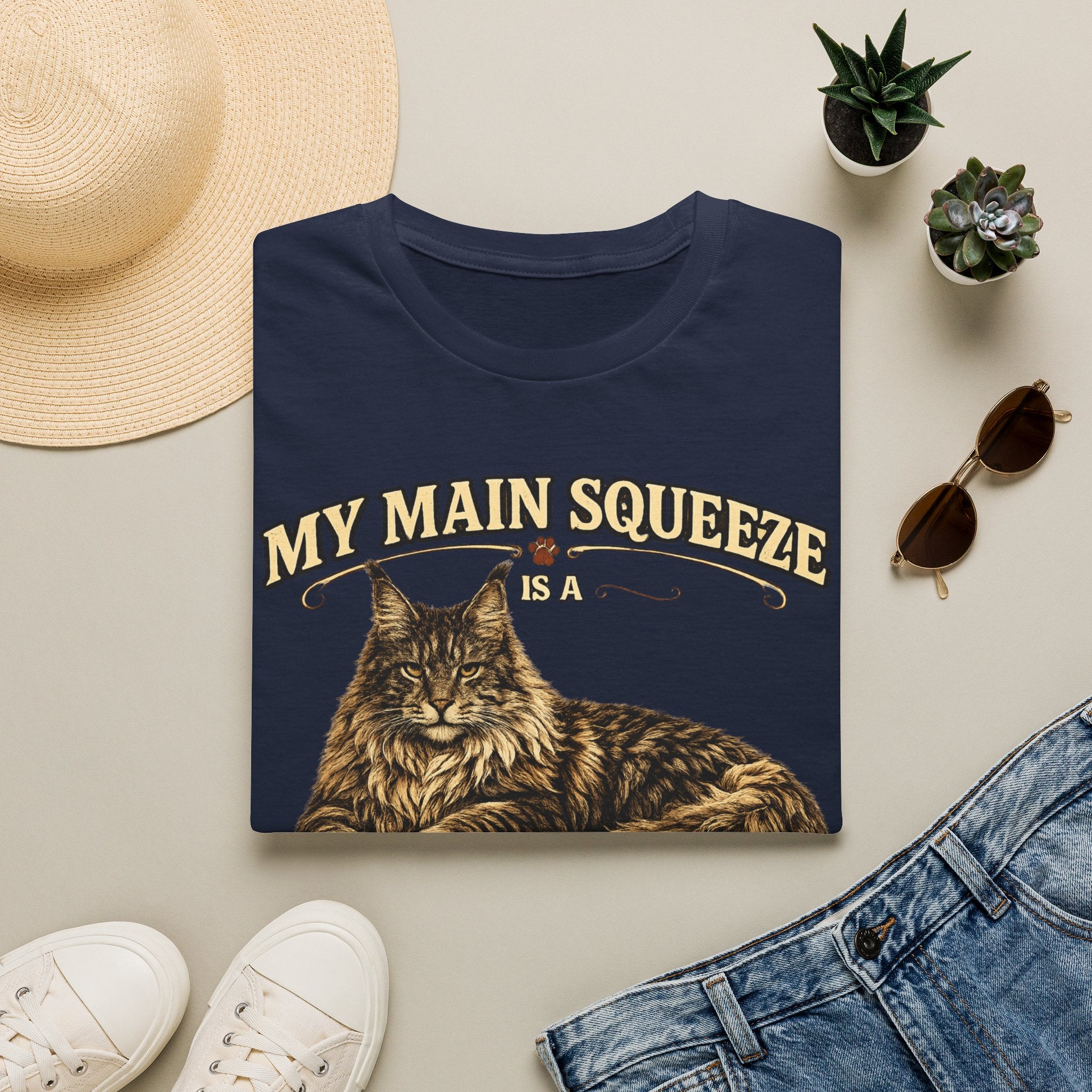 Maine Coon Cat T-Shirt — "My Main Squeeze" Graphic Tee