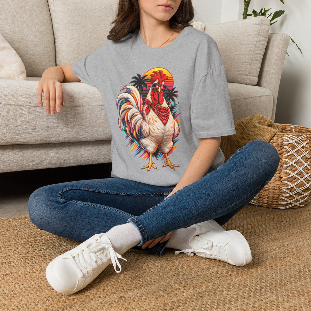 Rooster Sunset T-Shirt — Tropical Rooster Graphic Tee
