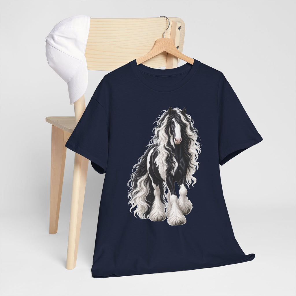 Gypsy Vanner Horse T-Shirt — Artistic Black & White Draft Horse Tee