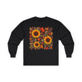 Sunflower & Autumn Leaves Long Sleeve Tee — Fall Floral Graphic Shirt