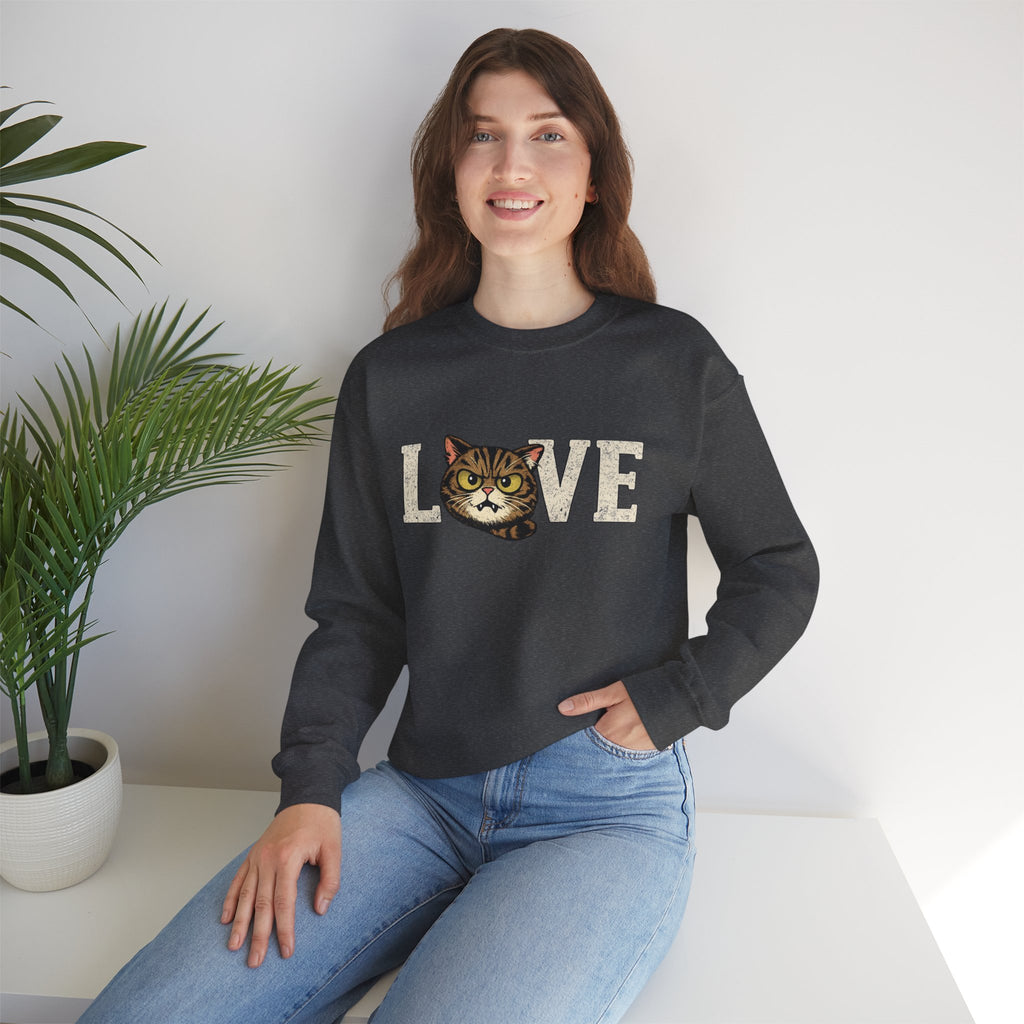 Cat Love Sweatshirt — Vintage Tabby Kitty Crewneck