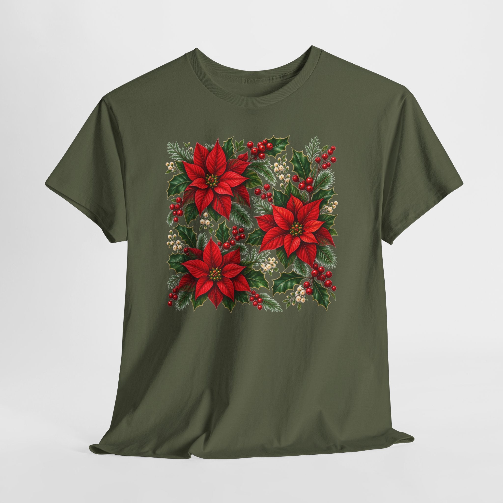 Poinsettia Square Floral Christmas Tee