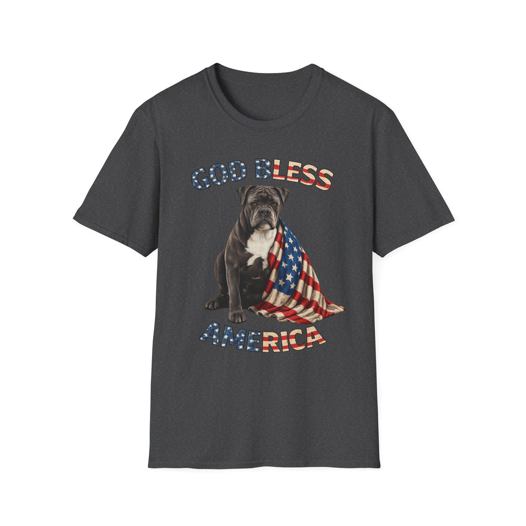 God Bless America Bulldog T-Shirt — Patriotic USA Flag Pup Tee