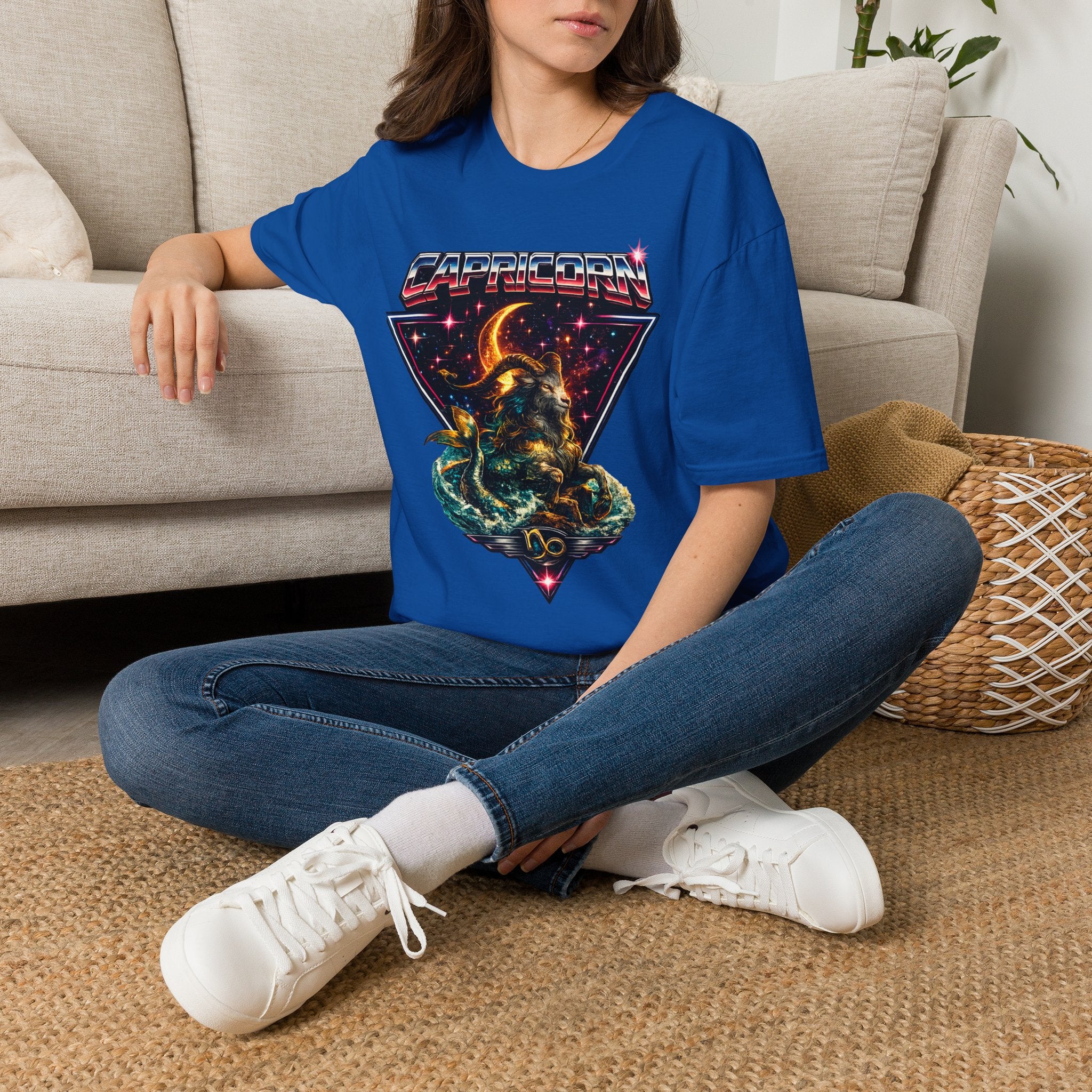 Capricorn Zodiac T-Shirt — Retro Cosmic Sea Goat Astrological Tee