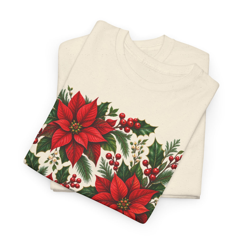 Poinsettia Square Floral Christmas Tee