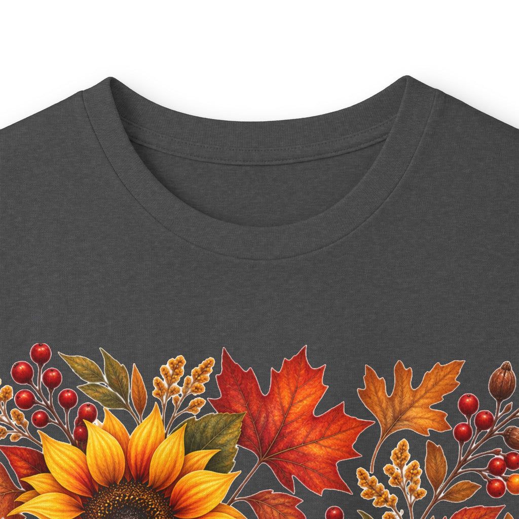 Sunflower & Autumn Leaves Long Sleeve Tee — Fall Floral Graphic Shirt