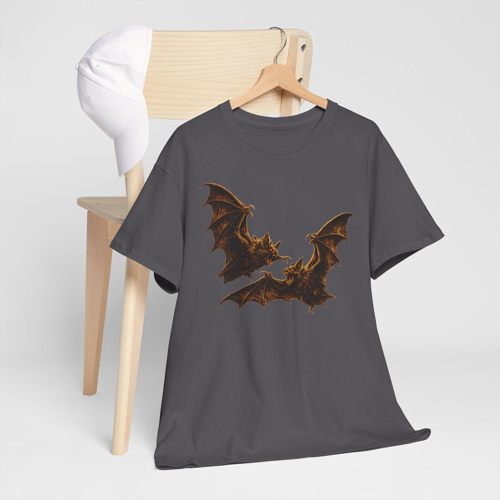 Bat duo Graphic Tee — Vintage Gothic Bat Illustration Shirt