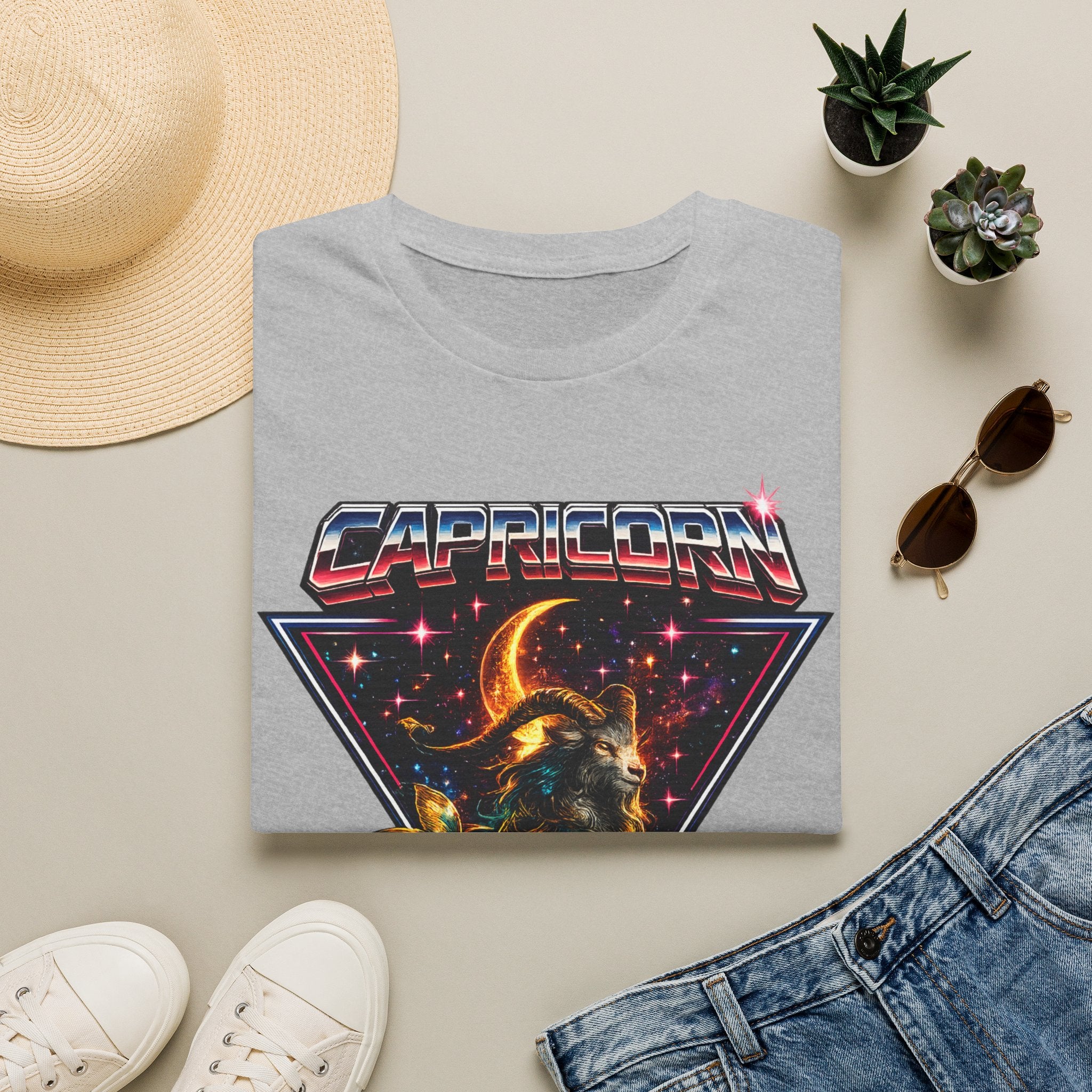 Capricorn Zodiac T-Shirt — Retro Cosmic Sea Goat Astrological Tee