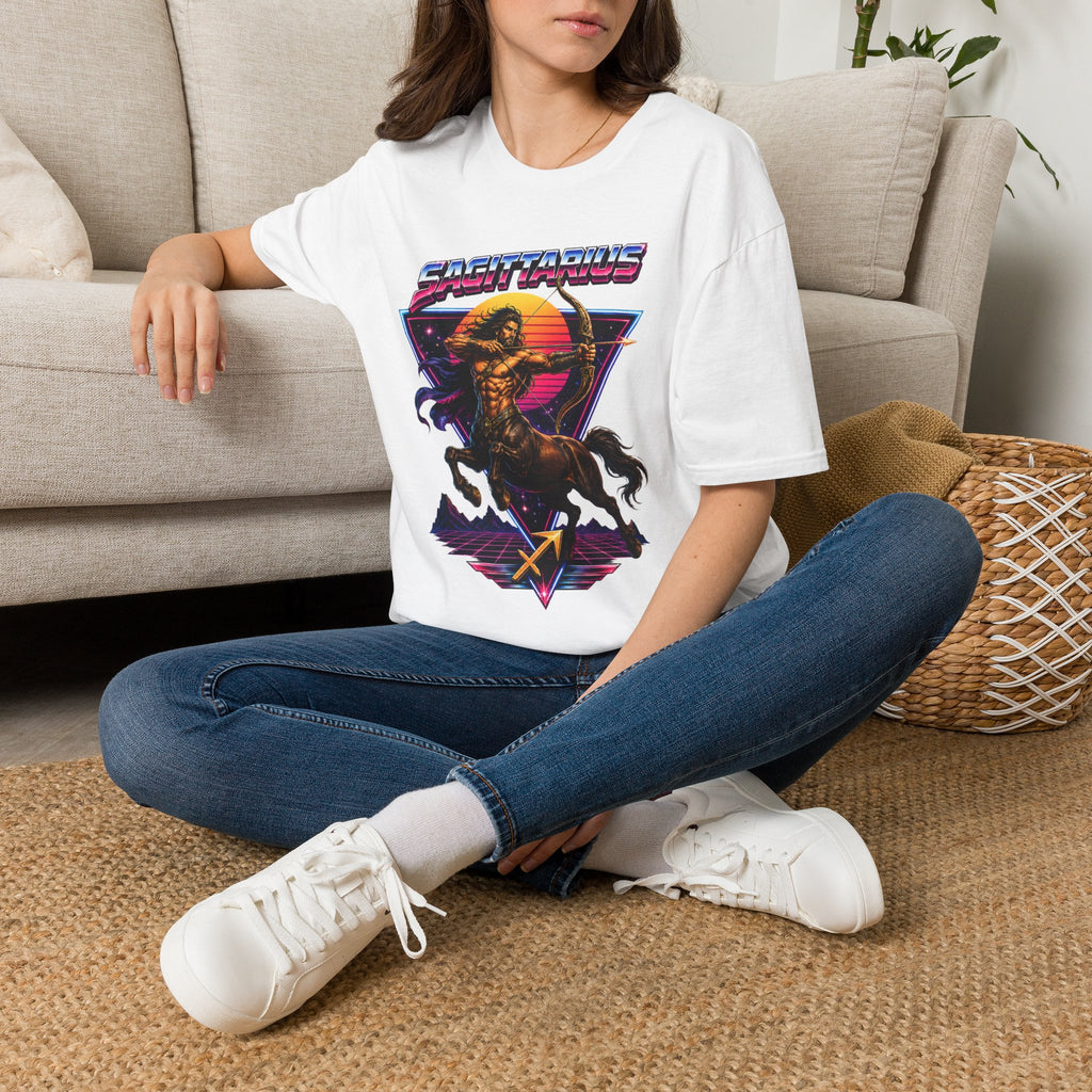 Sagittarius Archer T-Shirt — Retro Neon Zodiac Tee
