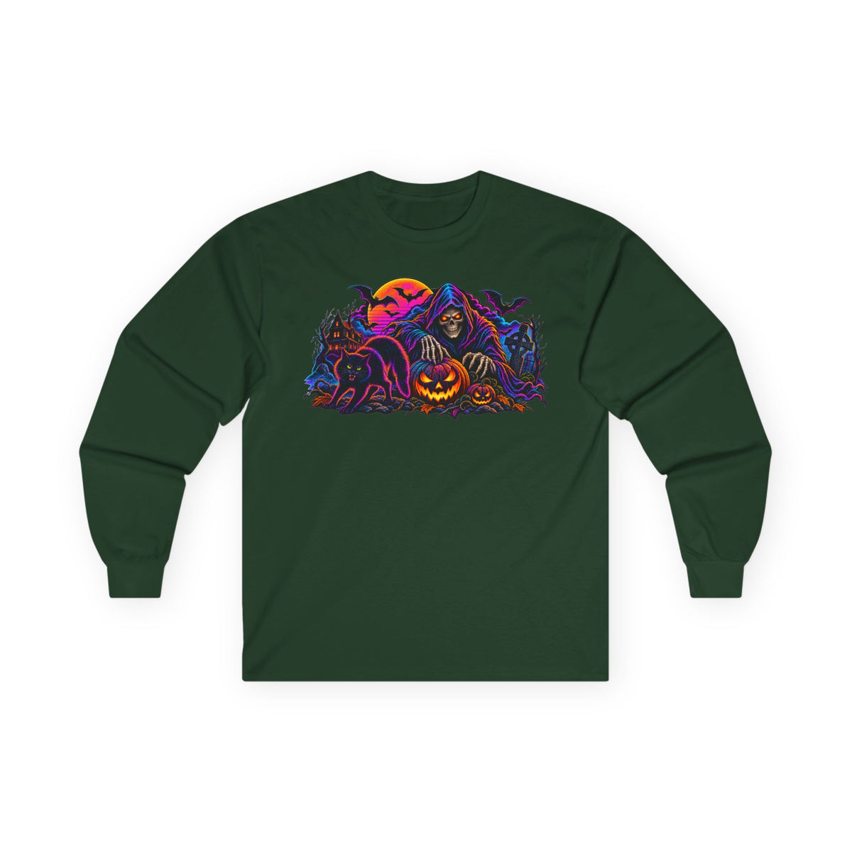 Halloween Grim Reaper Pumpkin retro Long Sleeve Tee