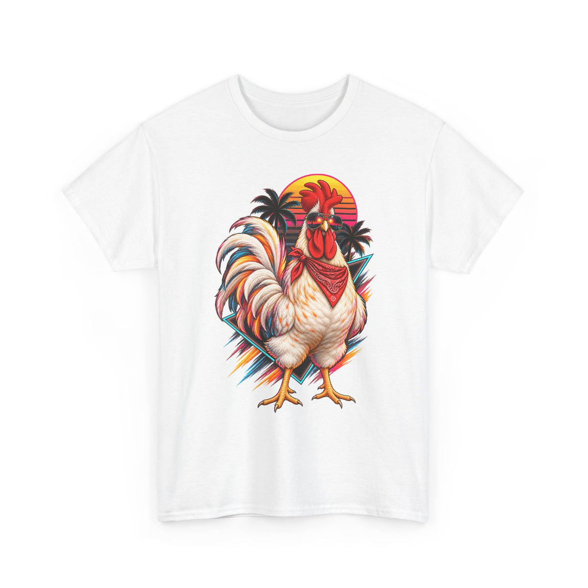 Rooster Sunset T-Shirt — Tropical Vintage Rooster Graphic Tee