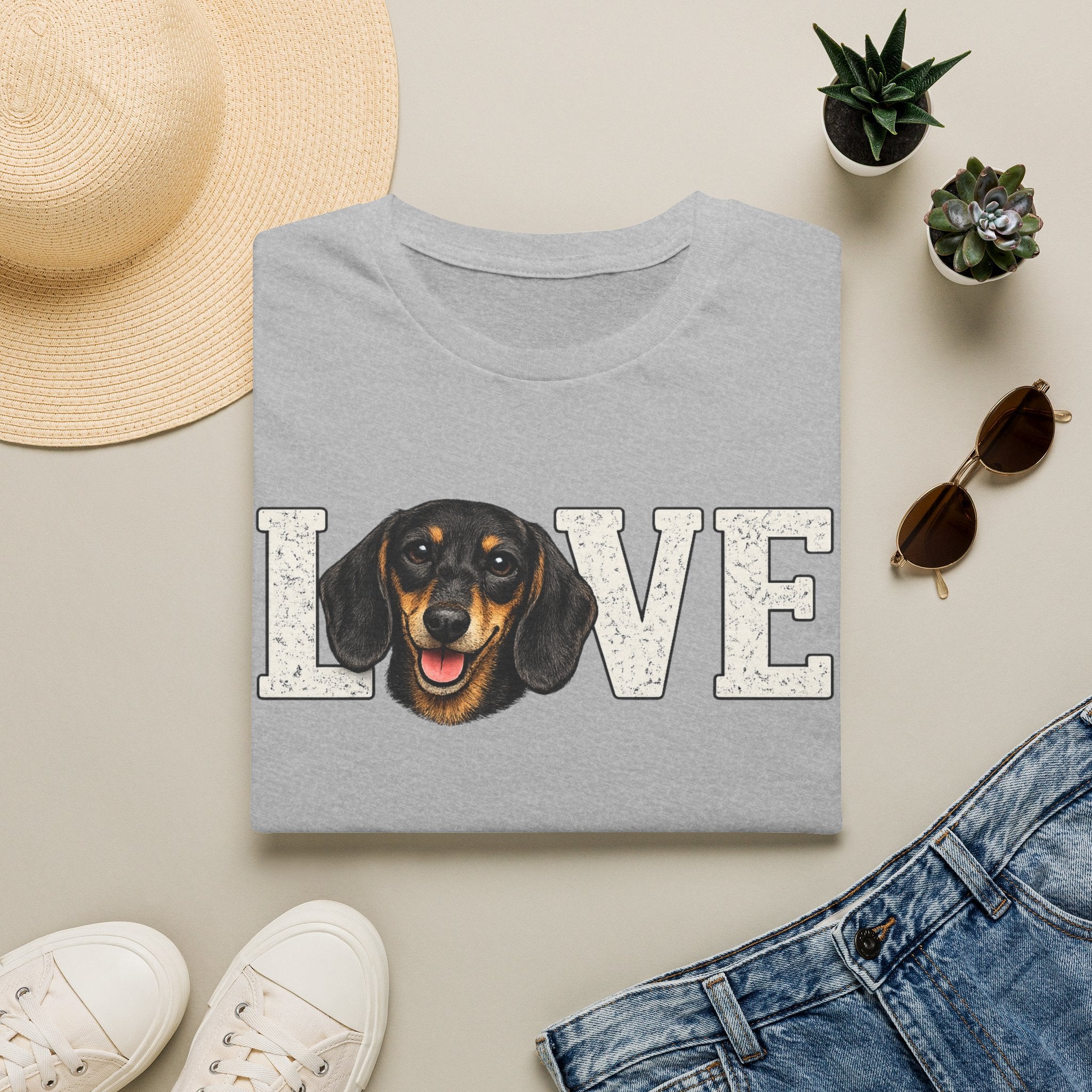 Dachshund LOVE T-Shirt — Cute Wiener Dog Graphic Tee for Dog Lovers