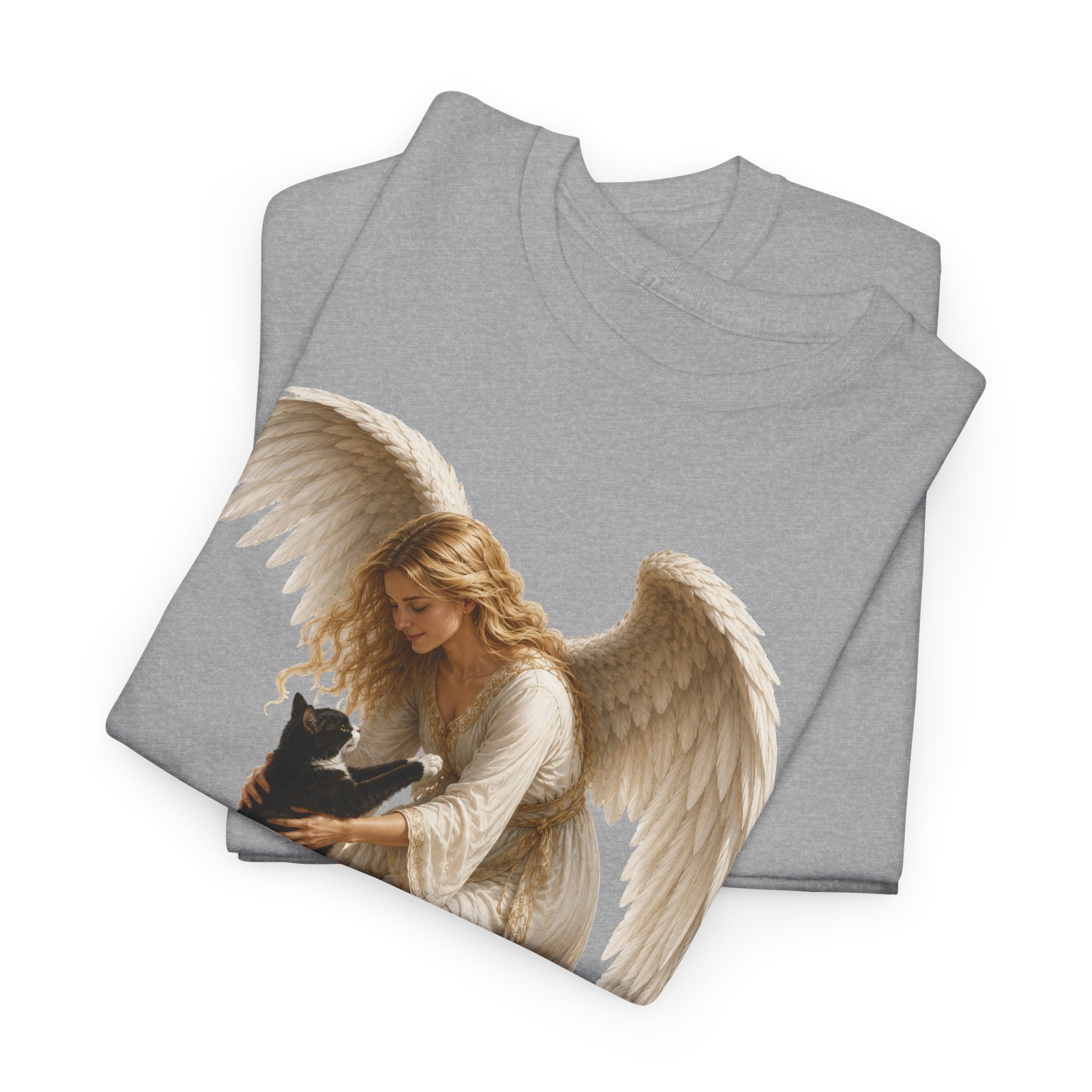 Angel with Cat T-Shirt — Guardian Angel Pet Lover Tee
