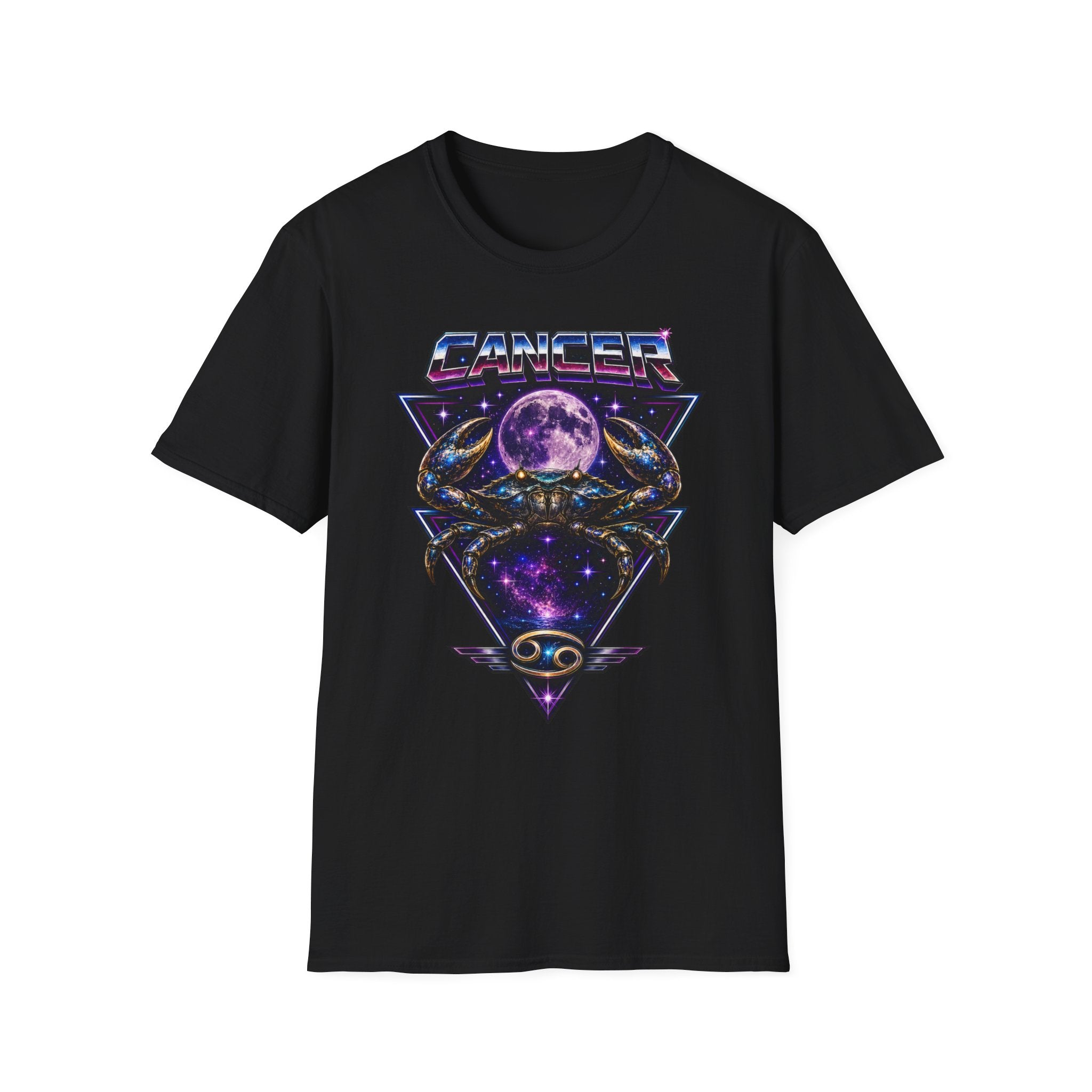 Cancer Zodiac T‑Shirt — Retro Cosmic Crab Design (Astrology Moon Graphic)