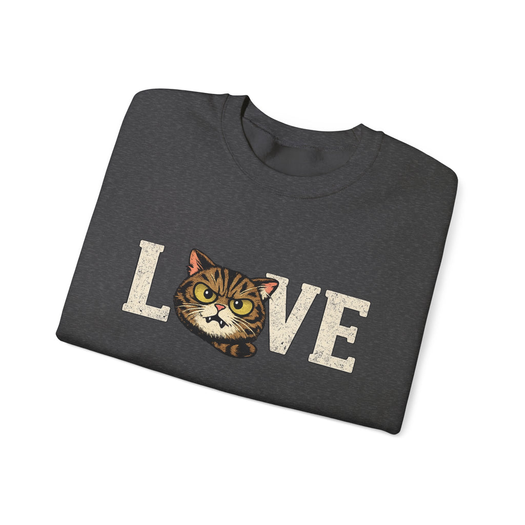 Cat Love Sweatshirt — Vintage Tabby Kitty Crewneck