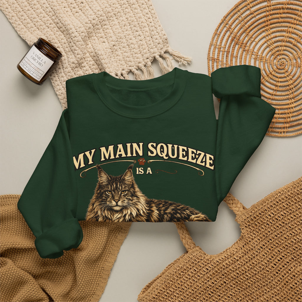 Maine Coon Sweatshirt - "My Main Squeeze" Cat Lover Crewneck