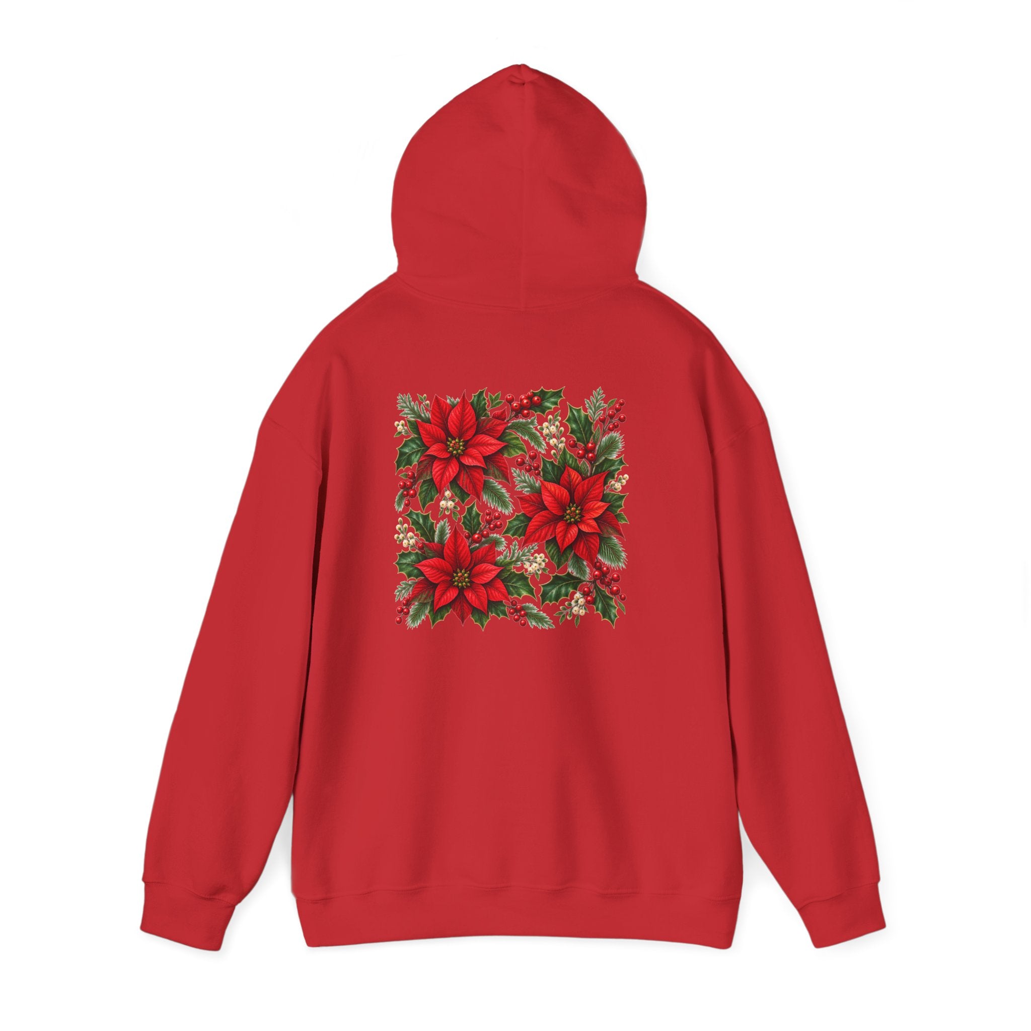 Poinsettia Holiday Hoodie – Festive Red Flower Christmas Sweatshirt
