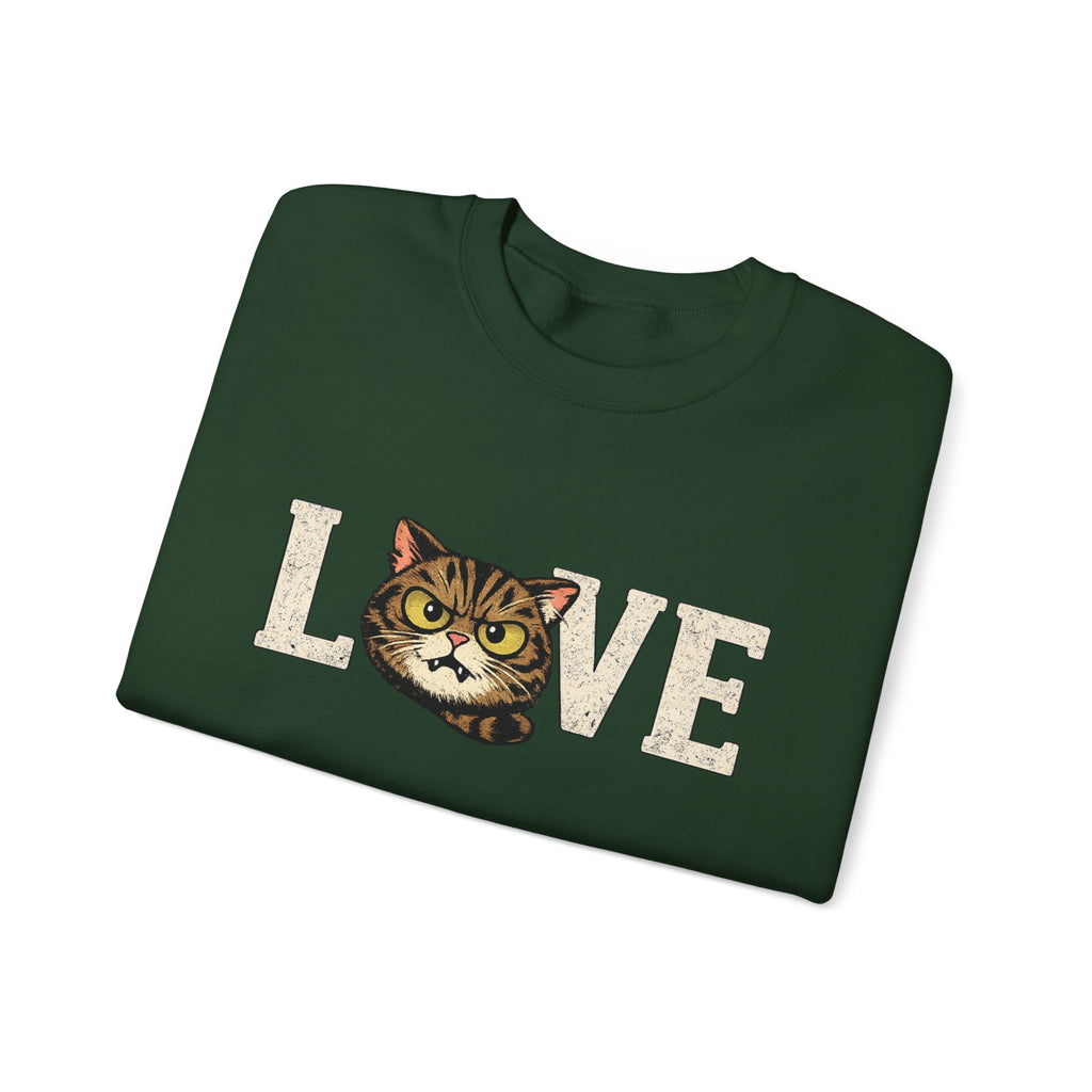 Cat Love Sweatshirt — Vintage Tabby Kitty Crewneck