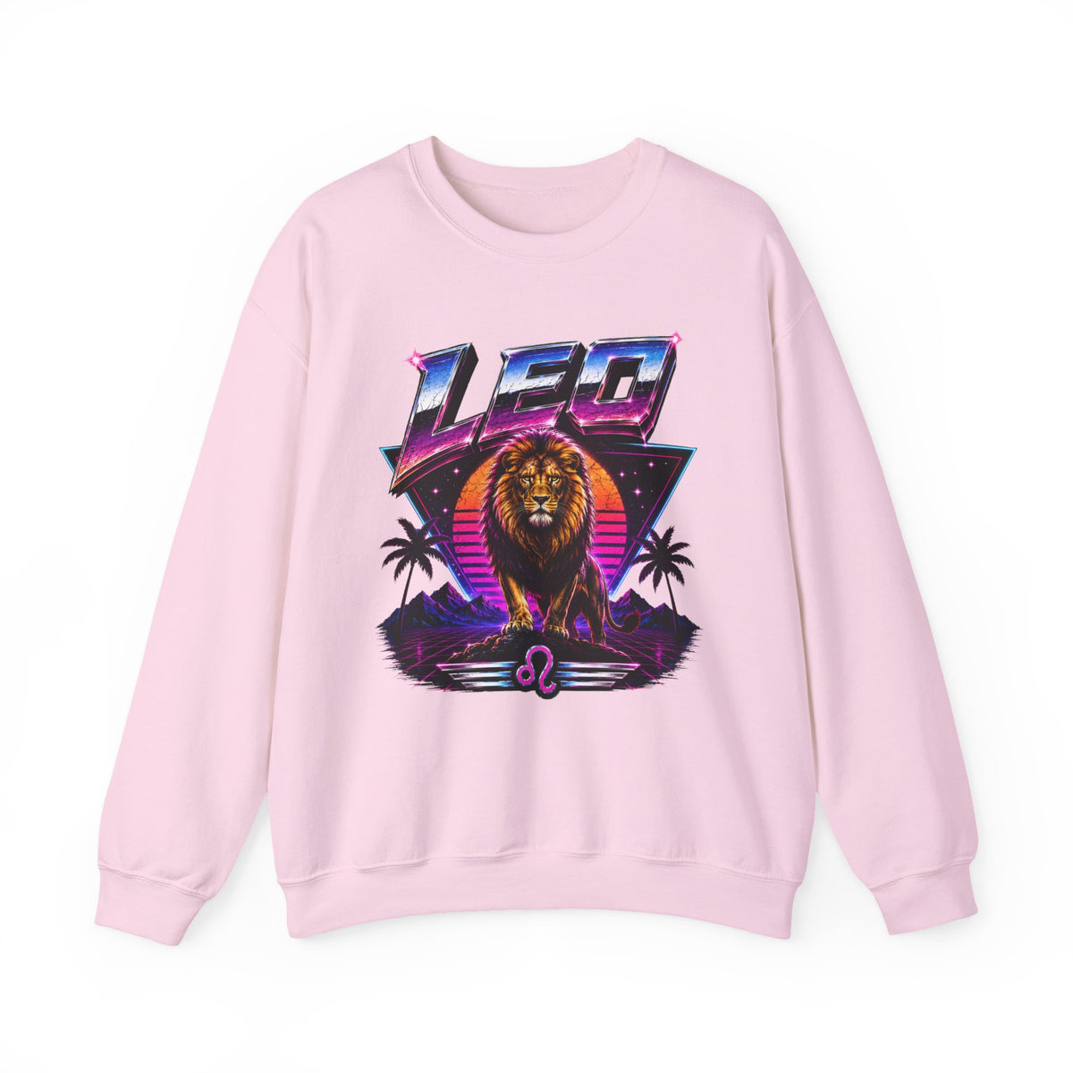 Leo Zodiac Crewneck Sweatshirt — Retro Neon Lion Astrology Design