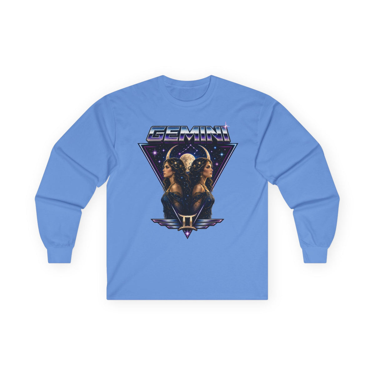 Gemini Zodiac Long Sleeve Tee — Retro Twin Goddesses Astrology Shirt