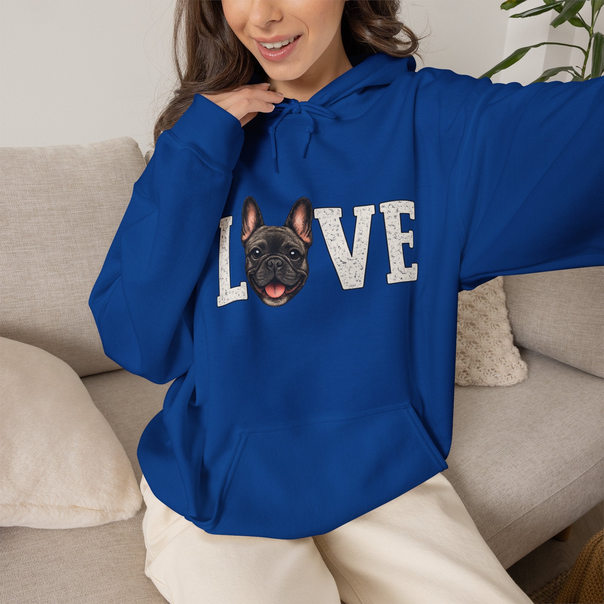 French Bulldog LOVE Hoodie — Cute Dog Lover Pullover for Pet Owners