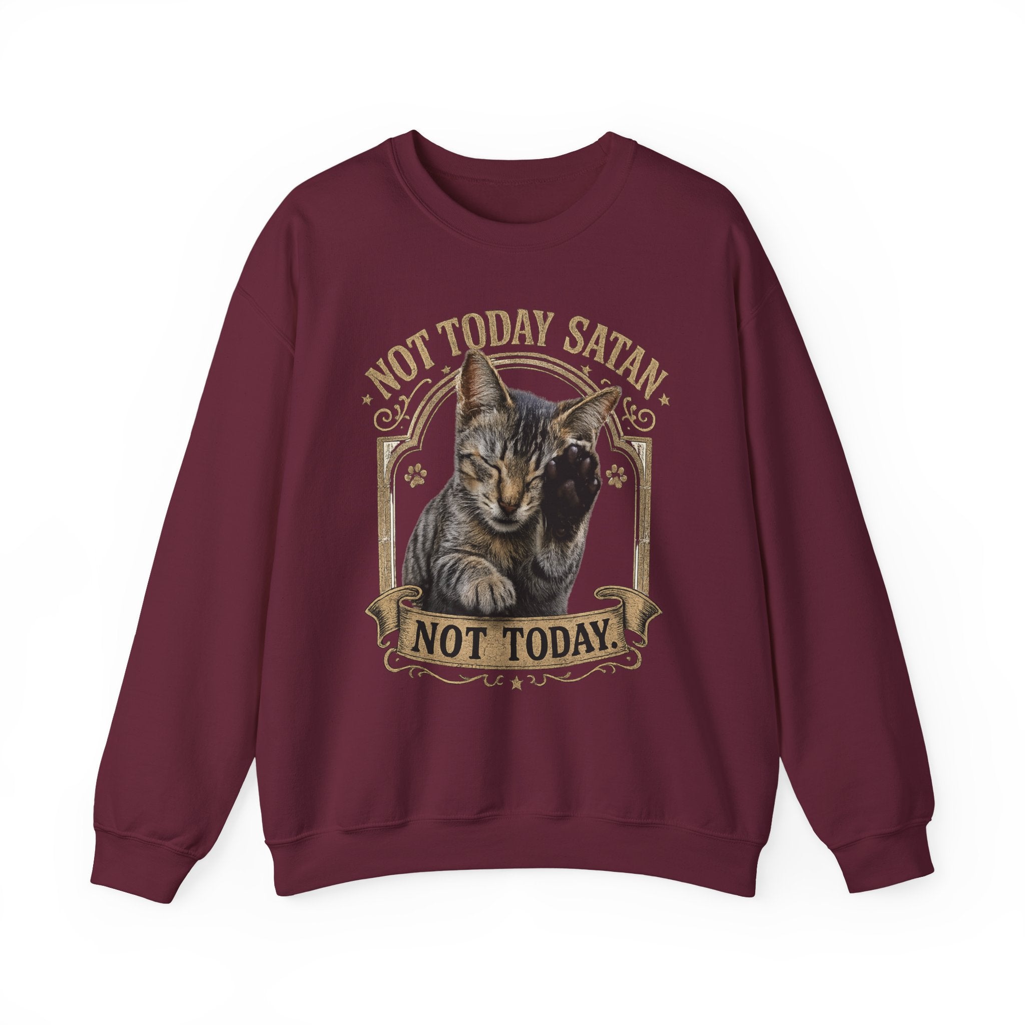 Not Today Satan Cat Sweatshirt – Funny Vintage Cat Crewneck